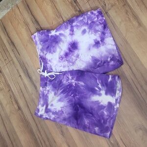 RAYA SUN Purple White Tie Dye Cargo Pocket Board Shorts